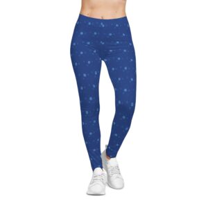 Blue Floral Print Casual Leggings
