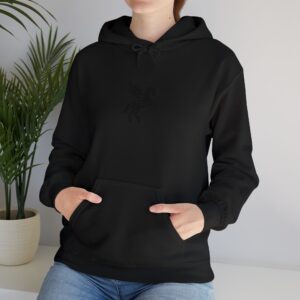 Black Hoodie with Pegasus Chest – Minimal Mythical Winged Horse Sweatshirt