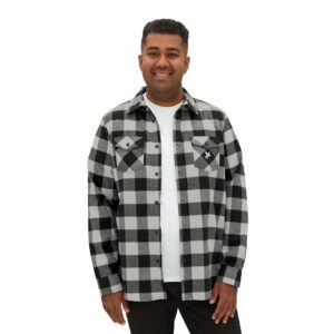 Buffalo Plaid Flannel Shirt — Grey Heather & Black